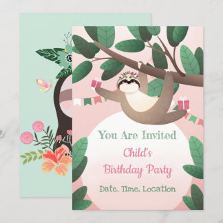 Sloth Birthday Party Einladung