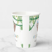 Sloth Birthday Party in Blau und Weiß Pappbecher (Links)