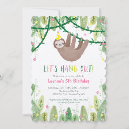 Sloth Birthday Party in Pink & Gelb Einladung