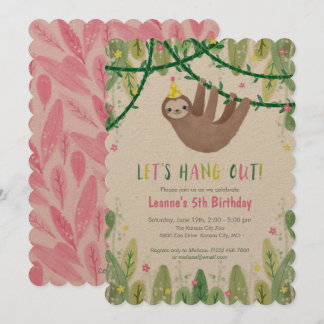 Sloth Birthday Party in Pink & Gelb Einladung