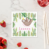 Sloth Birthday Party in Pink & Gelb Serviette (Beispiel)