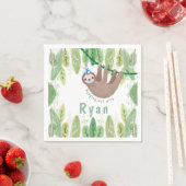 Sloth Birthday Party in Weiß und Blau Serviette (Beispiel)