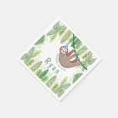 Sloth Birthday Party in Weiß und Blau Serviette (Ecke)