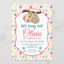 Sloth Blume Geburtstag Einladung Lass uns ausgehen