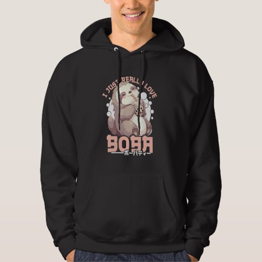 Sloth Boba Tea Kawaii Bubble Tea Sloth Anime Neko  Hoodie (Vorderseite)