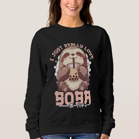 Sloth Boba Tea Kawaii Bubble Tea Sloth Anime Neko  Sweatshirt (Vorderseite)