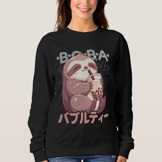 Sloth Boba Tea Kawaii Bubble Tea Sloth Anime Neko  Sweatshirt (Vorderseite)