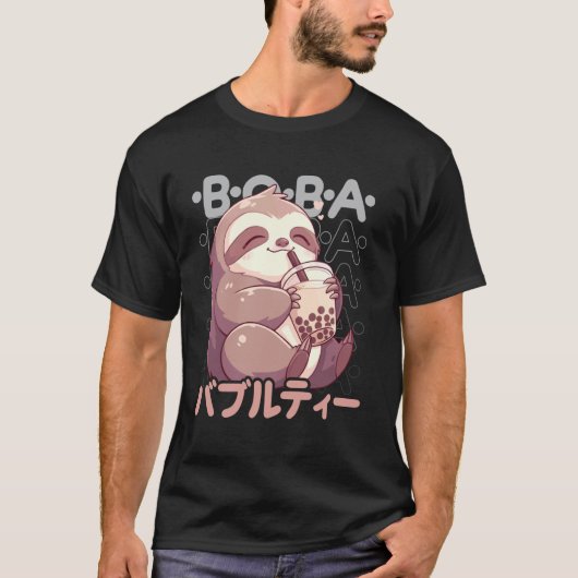 Sloth Boba Tea Kawaii Bubble Tea Sloth Anime Neko  T-Shirt (Vorderseite)