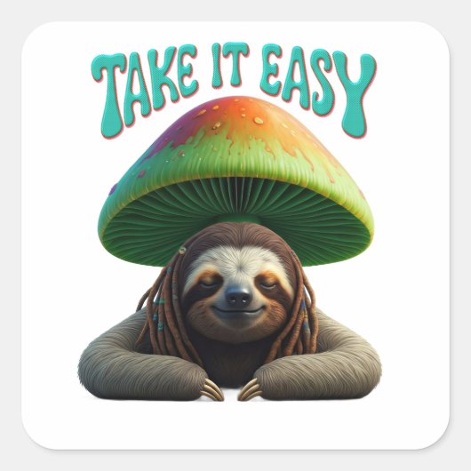Sloth Boho Hippie benutzerdefinierte personalisier Quadratischer Aufkleber (Vorderseite)