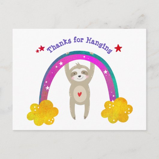 Sloth Boho Rainbow Birthday Niedlich Modern Vielen Postkarte (Vorderseite)