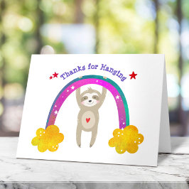 Sloth Boho Rainbow Whimsical Modern Birthday Niedl Dankeskarte