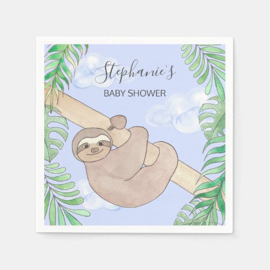 Sloth Boy Blue Baby Dusche Serviette (Vorderseite)