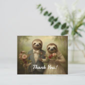 Sloth Brie und Groom Dankeschön Karten (Stehend Vorderseite)