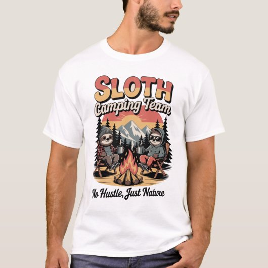 Sloth Camping Team No Hustle T-Shirt (Vorderseite)