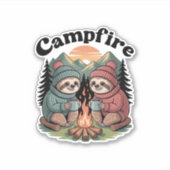 Sloth Camping Team Offizielles Lagerfeuer Aufkleber (Vorderseite)