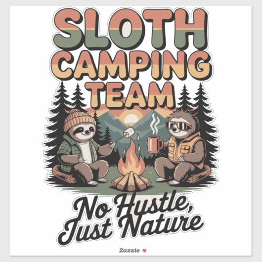 sloth camping team with nature aufkleber (Blatt)
