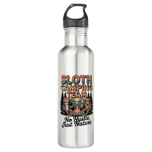 sloth camping team with nature edelstahlflasche (Vorderseite)