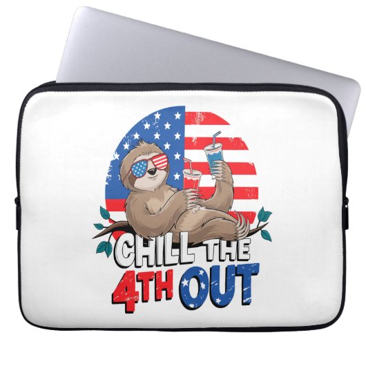 Sloth Chill the 4out Patriotic USA Laptopschutzhülle (Vorderseite)