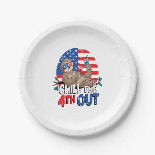 Sloth Chill the 4out Patriotic USA Pappteller (Vorderseite)
