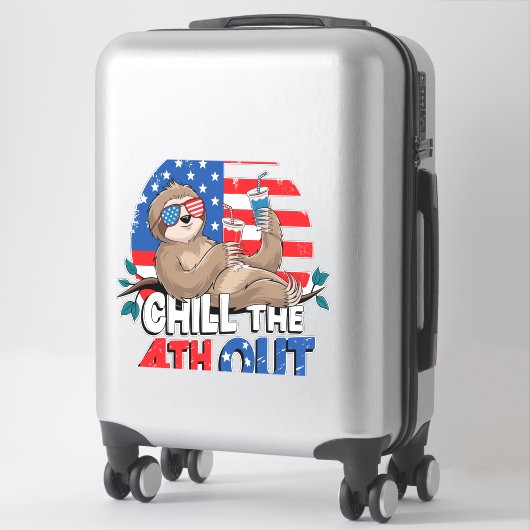Sloth Chill the 4th out Patriotic USA Aufkleber (Koffer)