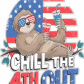 Sloth Chill the 4th out Patriotic USA Aufkleber (Vorderseite)