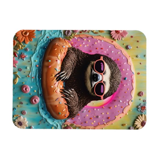 Sloth Chilling in einem Floating Donut Funny Colla Magnet (Horizontal)