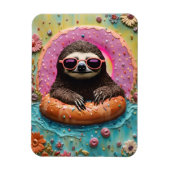 Sloth Chilling in einem Floating Donut Funny Colla Magnet (Vertikal)