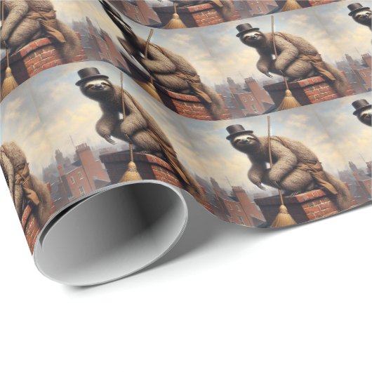 Sloth Chimney Sweep Geschenkpapier (Rolleneckpunkt)