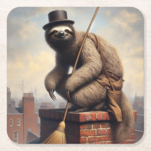 Sloth Chimney Sweep Rechteckiger Pappuntersetzer