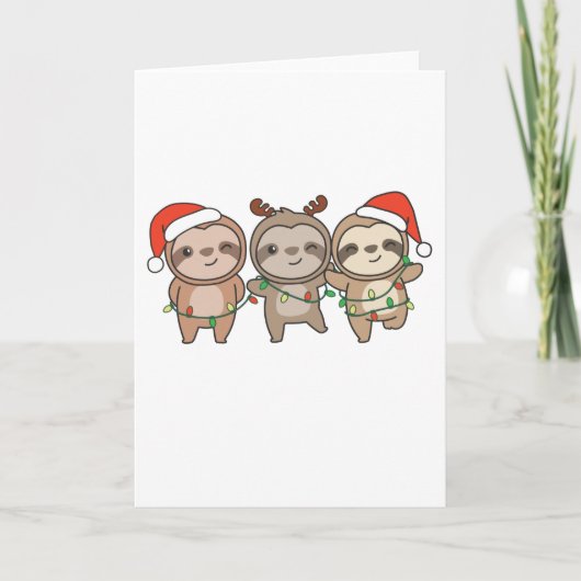 Sloth Christmas Animals Niedlich Sloth Feiertagskarte (Vorderseite)