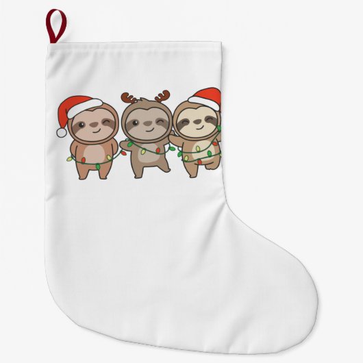 Sloth Christmas Animals Niedlich Sloth Großer Weihnachtsstrumpf (Vorderseite)