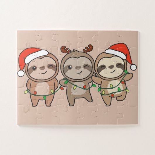 Sloth Christmas Animals Niedlich Sloth Jigsa Puzzle (Horizontal)