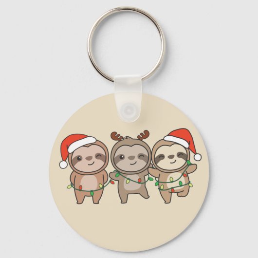 Sloth Christmas Animals Niedlich Sloth Keych Schlüsselanhänger (Vorderseite)