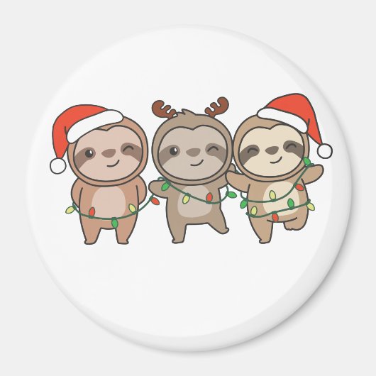 Sloth Christmas Animals Niedlich Sloth Magne Magnet (Vorne)