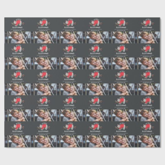 Sloth Christmas Foto Geschenkpapier (Flach)