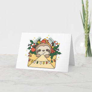 Sloth Christmas Letter Winter Animals Sloths Holid Feiertagskarte