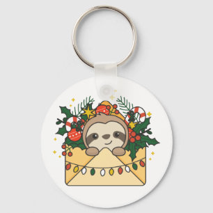 Sloth Christmas Letter Winter Animals Sloths Keych Schlüsselanhänger