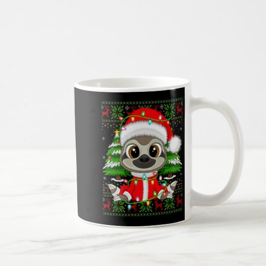 Sloth Christmas Lights Santa Costume Ugly Xmas Swe Kaffeetasse (Rechts)