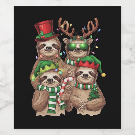 Sloth Christmas Merry Slothmas Sloth Lover Geschen Weinetikett (Einzelnes Label)