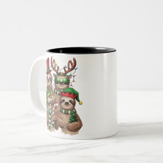 Sloth Christmas Merry Slothmas Sloth Lover Geschen Zweifarbige Tasse (Vorderseite Links)