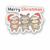 Sloth Christmas Niedlich Sloths Frohe Weihnachten Aufkleber (Vorderseite)