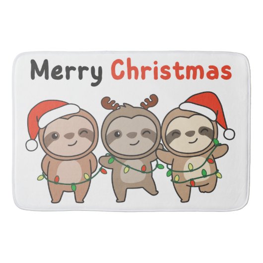Sloth Christmas Niedlich Sloths Frohe Weihnachten Badematte (Vorderseite)