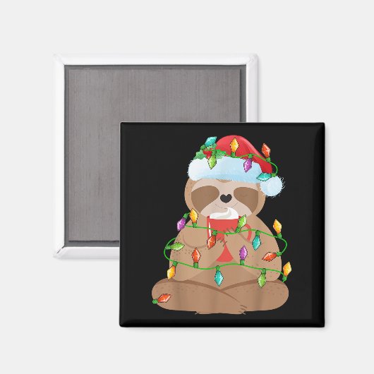 Sloth Christmas Shirt For Boys Girls Kids Lights S Magnet (Vorderseite/Rückseite)