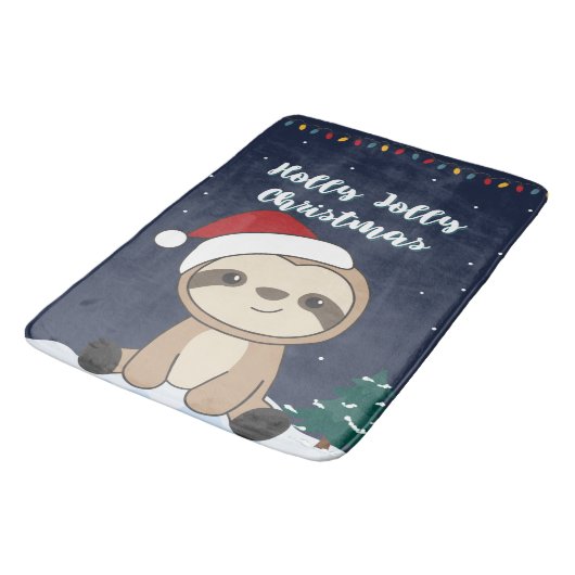Sloth Christmas Snow Winter Animals Sloths Bath Ma Badematte (Schrägansicht)