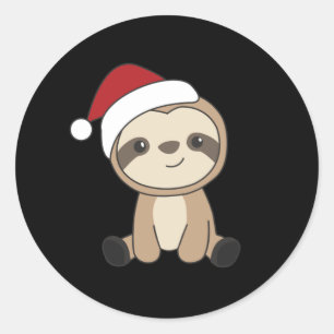 Sloth Christmas Snow Winter Animals Sloths Classic Runder Aufkleber