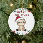 Sloth Christmas Snow Winter Animals Sloths Keramik Ornament<br><div class="desc">Der Faultier für Weihnachten mit Lichtern aus Märchen. Hübsche Tiere mit Geschenken und Schnee für den Urlaub. Auch lustig für Weihnachten im Juli. Slots sind niedliche Tiere und perfekt zu Weihnachten.</div>