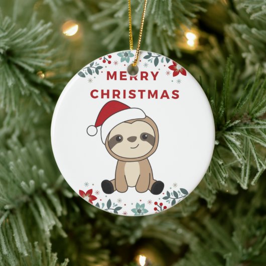 Sloth Christmas Snow Winter Animals Sloths Keramik Ornament (Baum)
