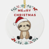 Sloth Christmas Snow Winter Animals Sloths Keramik Ornament (Vorne)