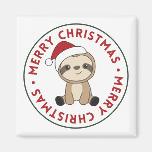 Sloth Christmas Snow Winter Animals Sloths Magnet