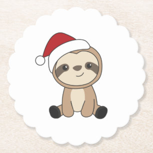 Sloth Christmas Snow Winter Animals Sloths Paper C Untersetzer